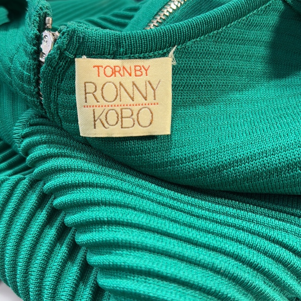 TORN by RONNY KOBO Sexy Ribbed Bodycon Dress Green-XS - Picture 4 of 4